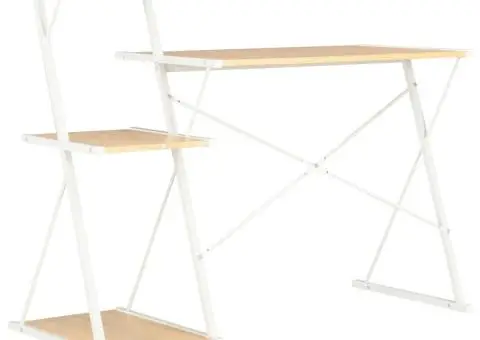 Birou cu raft, alb și stejar, 116 x 50 x 93 cm - 4/5