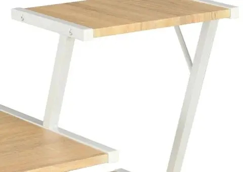 Birou cu raft, alb și stejar, 116 x 50 x 93 cm - 5/5