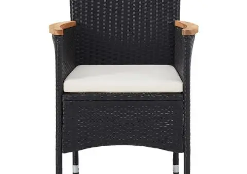 Scaune de grădină, 2 buc., negru, poliratan - 3/5