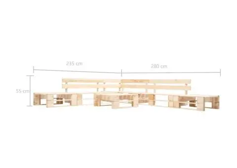 Set mobilier de grădină paleți, 6 piese, natural, lemn - 3/3