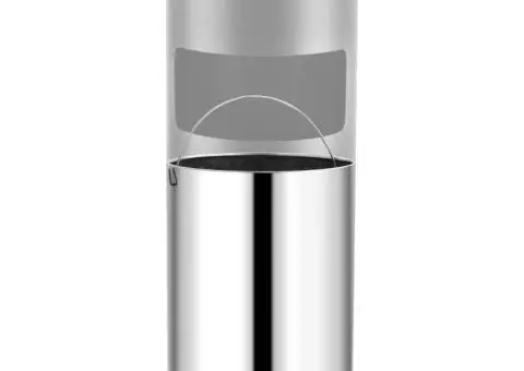 Coș de gunoi cu scrumieră, pentru hotel, gri, oțel, 30 L - 3/5