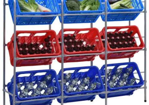 Raft de depozitare pentru 9 lăzi, argintiu, 145x33x116 cm, oțel - 1/5