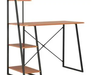 vidaXL Birou cu rafturi, negru și maro, 102 x 50 x 117 cm