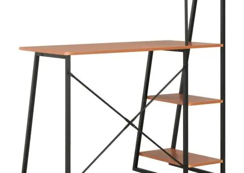 Birou cu rafturi, negru și maro, 102 x 50 x 117 cm - 4/5