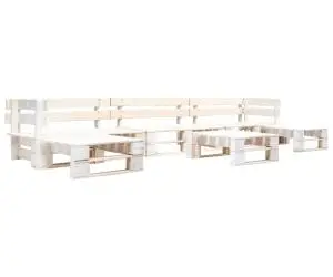 vidaXL Set mobilier grădină din paleți, 6 piese, alb, lemn