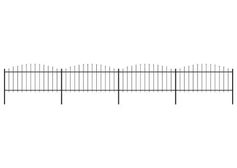Gard de grădină cu vârf suliță, negru, 6,8 m, oțel - 1/5