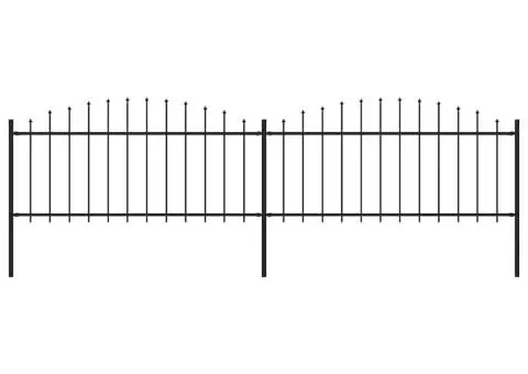 Gard de grădină cu vârf suliță, negru, 3,4 m, oțel - 1/5