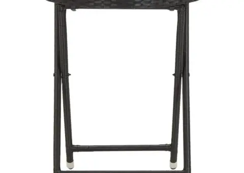 Masă de ceai negru 60 cm poliratan lemn masiv acacia - 3/5