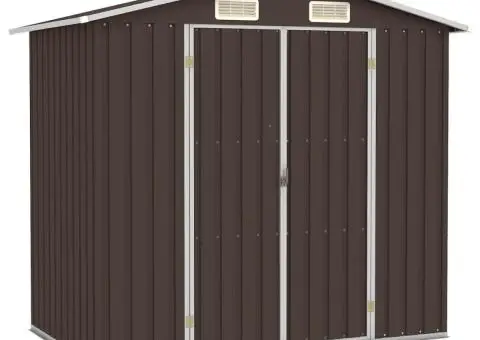 Șopron de grădină, maro, 205 x 129 x 183, oțel galvanizat - 1/5