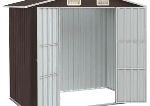 Șopron de grădină, maro, 205 x 129 x 183, oțel galvanizat - 2/5