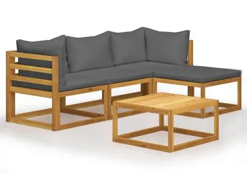 Set mobilier grădină cu perne, 5 piese, lemn masiv acacia - 1/5