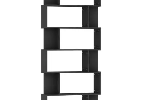 Bibliotecă/Separator cameră negru, 80x24x192 cm, lemn prelucrat - 2/5