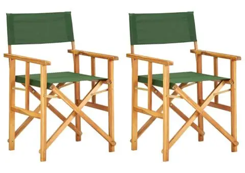 Scaune de regizor, 2 buc., verde, lemn masiv de acacia - 1/5