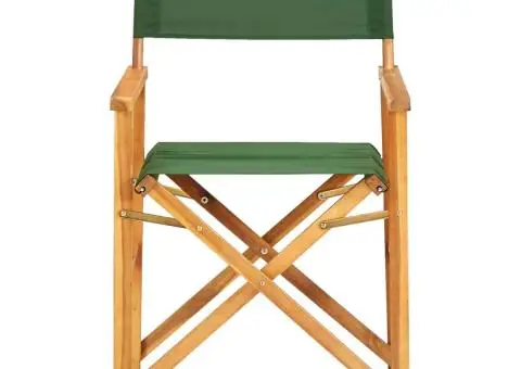 Scaune de regizor, 2 buc., verde, lemn masiv de acacia - 3/5