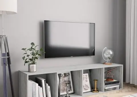 Bibliotecă/Comodă TV, gri beton, 143x30x36 cm - 1/5