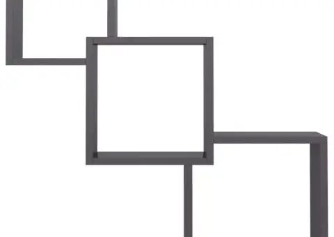 Rafturi de perete, cub, negru extralucios, 68x15x68 cm, PAL - 4/5