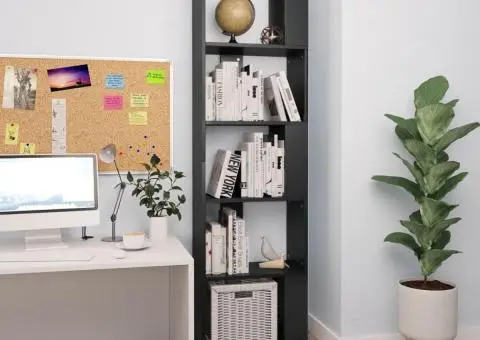 Bibliotecă/Separator cameră negru, 45x24x159 cm, lemn prelucrat - 1/5