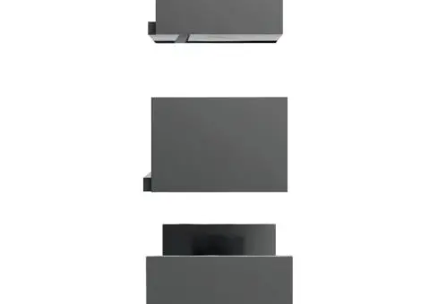 Raft de perete, 3 buc., gri extralucios, lemn prelucrat - 5/5