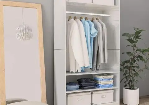 Șifonier, alb extralucios, 100x50x200 cm, lemn prelucrat - 1/5