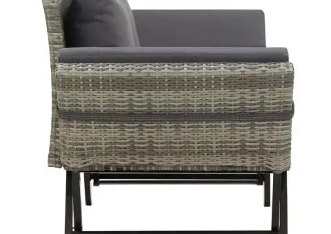 Bancă de grădină cu perne, gri, 176 cm, poliratan - 3/5