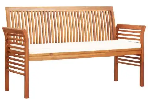 Bancă grădină cu 3 locuri & pernă, 150 cm, lemn masiv acacia - 1/5
