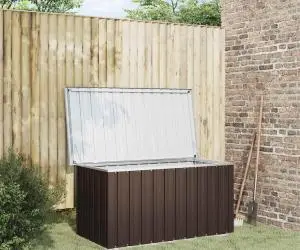 vidaXL Ladă de depozitare pentru grădină, maro, 129 x 67 x 65 cm