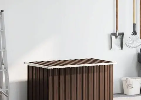 Ladă de depozitare pentru grădină, maro, 129 x 67 x 65 cm - 3/5