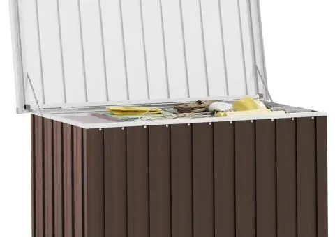 Ladă de depozitare pentru grădină, maro, 129 x 67 x 65 cm - 4/5