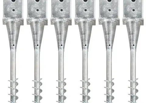 Țăruși de sol, 6 buc., argintiu, 8x8x57 cm, oțel galvanizat - 1/5