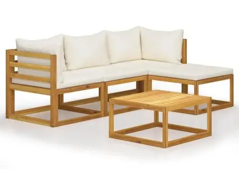 Set mobilier grădină cu perne, 5 piese, lemn masiv acacia - 1/5