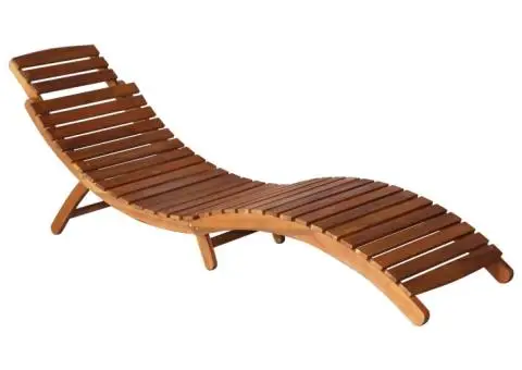 Șezlong cu masă, maro, lemn masiv de acacia - 5/5