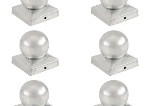 Capace stâlpi tip glob, 6 buc., 91 x 91 mm, metal galvanizat - 1/5