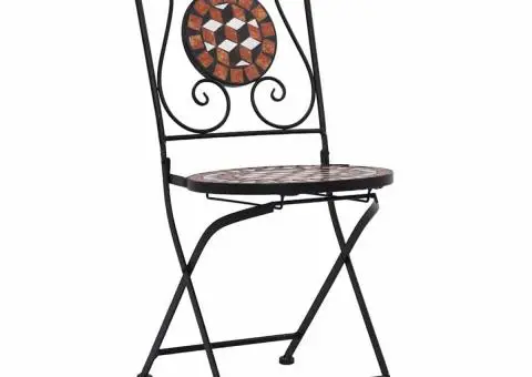 Scaune bistro cu mozaic, 2 buc., maro, ceramică - 2/5