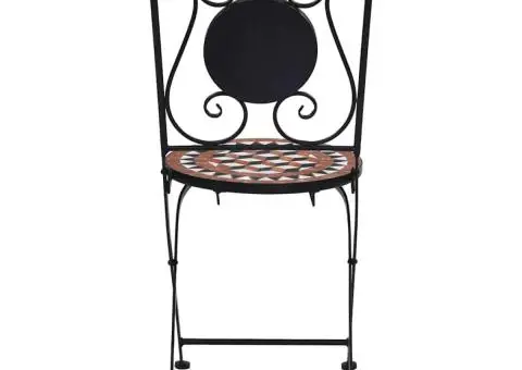 Scaune bistro cu mozaic, 2 buc., maro, ceramică - 4/5