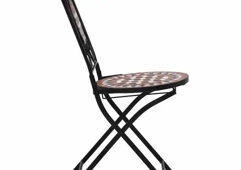 Scaune bistro cu mozaic, 2 buc., maro, ceramică - 5/5