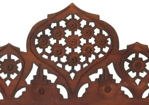 Paravan cameră sculptat manual 5 panouri maro 200x165 cm mango - 3/5