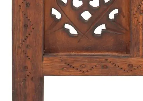 Paravan cameră sculptat manual 5 panouri maro 200x165 cm mango - 5/5