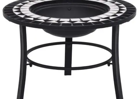 Vatră de foc cu mozaic, negru și alb, 68 cm, ceramică - 1/5