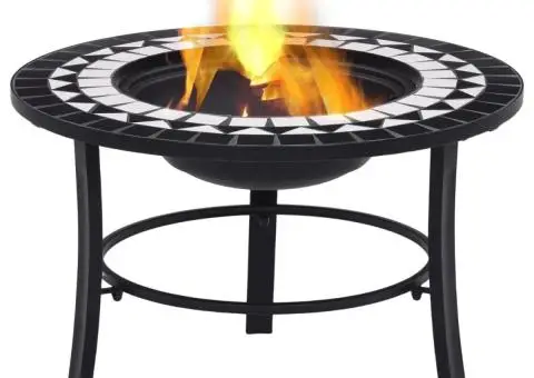 Vatră de foc cu mozaic, negru și alb, 68 cm, ceramică - 2/5