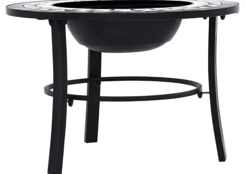 Vatră de foc cu mozaic, negru și alb, 68 cm, ceramică - 4/5