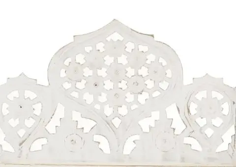 Paravan cameră sculptat manual 3 panouri alb 120x165 cm mango - 3/5