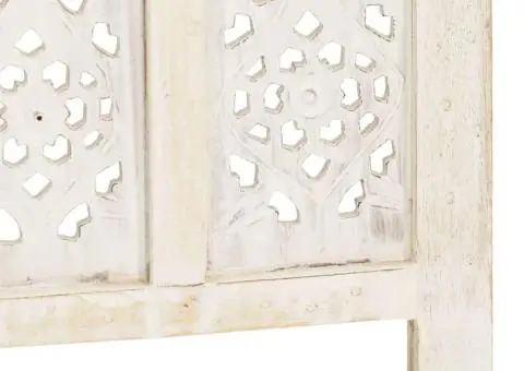 Paravan cameră sculptat manual 3 panouri alb 120x165 cm mango - 5/5