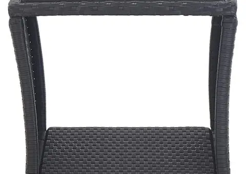 Set mobilier de bistro cu perne, 3 piese, negru, poliratan - 3/5