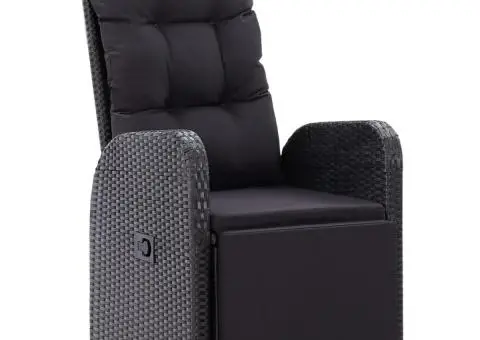 Set mobilier de bistro cu perne, 3 piese, negru, poliratan - 5/5