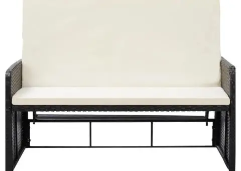 Set mobilier de grădină cu perne, 2 piese, negru, poliratan - 4/5