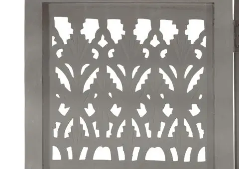 Paravan cameră sculptat manual 3 panouri gri 120x165 cm mango - 3/5