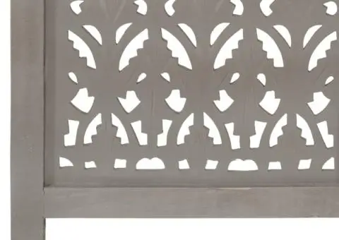 Paravan cameră sculptat manual 3 panouri gri 120x165 cm mango - 4/5