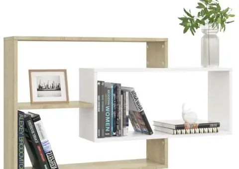 Rafturi de perete, alb și stejar Sonoma, 104x20x58,5 cm - 3/5