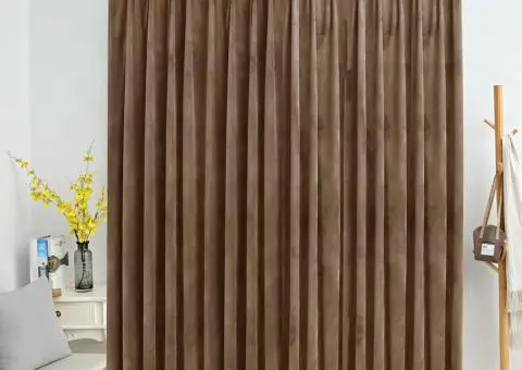 Draperie opacă, bej, 290 x 245 cm, catifea, cu cârlige - 1/5