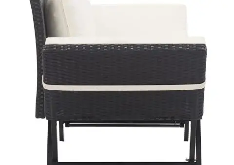 Bancă de grădină cu perne, negru, 176 cm, poliratan - 3/5